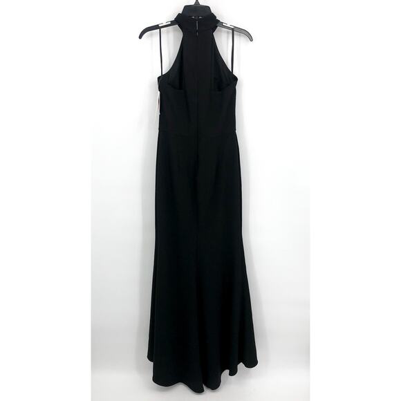 AQUA FORMAL Women's Halter Neck Slit Maxi Gown Size 4 Black Sleeveless NWT - Picture 9 of 13